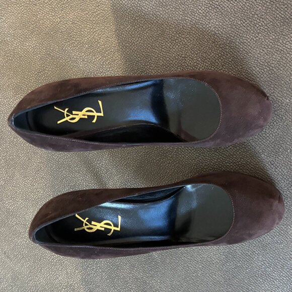 Yves Saint Laurent (YSL) Tribute Brown Suede Pumps - Picture 10 of 12